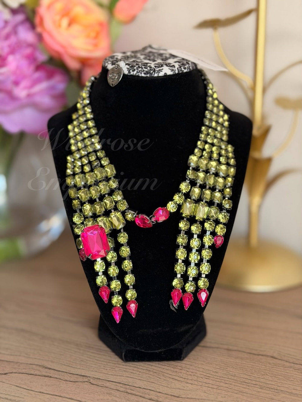 Betsey Johnson Witch Gothic Necklace Green Crystal Halloween Cosplay Costume NWT